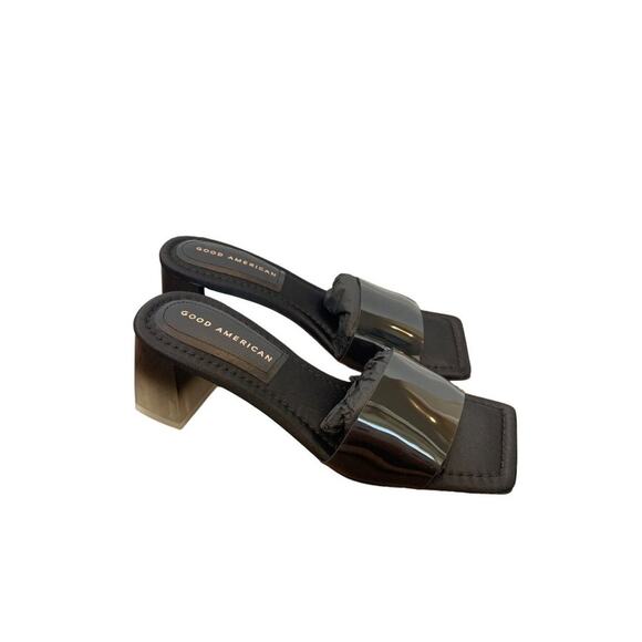 Good American Black and Clear Block Heel Sandals - Picture 2 of 9